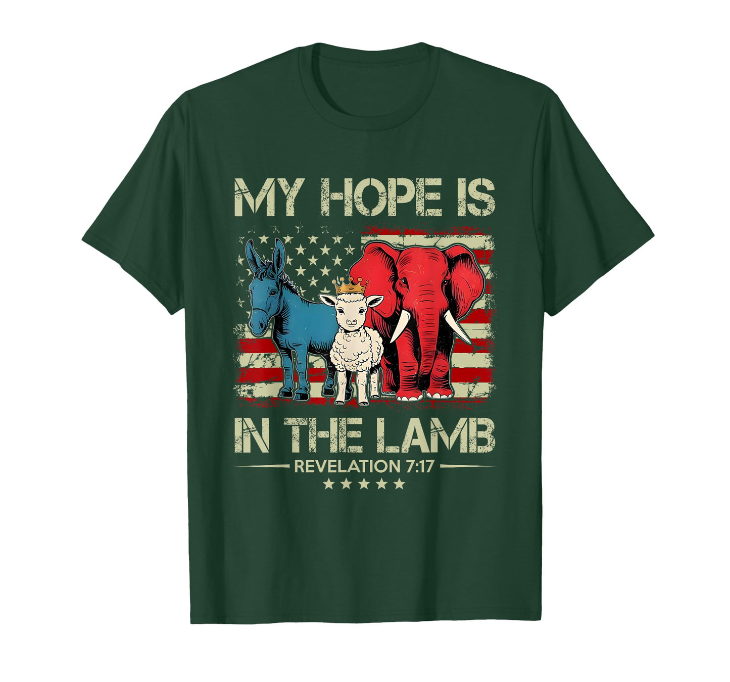 My Hope is in the Lamb Elephant Donkey USA Funny Scripture T-Shirt