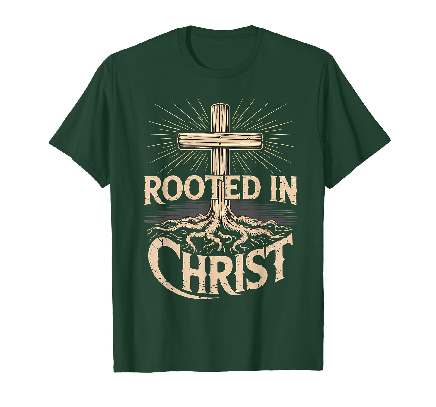Rooted in Christ Christian Faith Jesus Cross T-Shirt