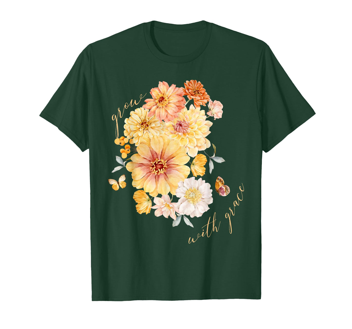 Floral Grow with Grace Autumn Fall Thanksgiving Christian T-Shirt