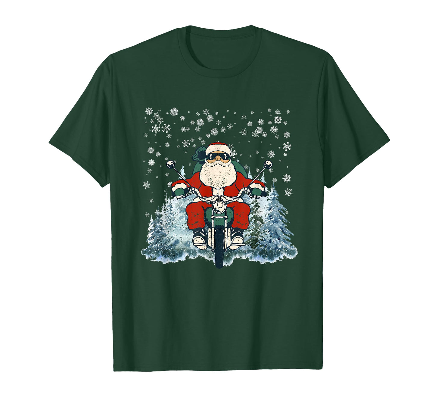Biker Santa Claus On Motorcycle Funny Christmas Biking Ride T-Shirt