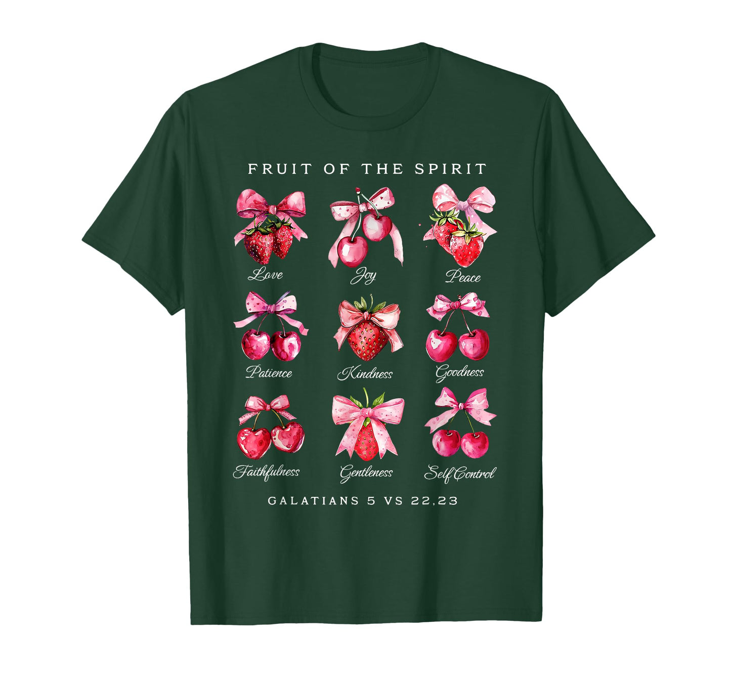 Fruit Of The Spirit Pink Coquette Bow Strawberry's Christian T-Shirt