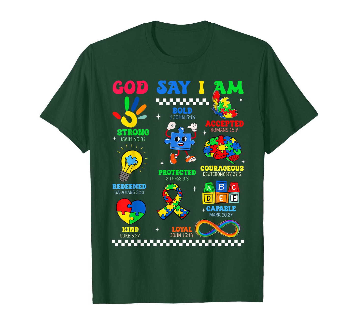 God Says I Am Be Kind Autism Awareness Shirts Women Men Kids T-Shirt