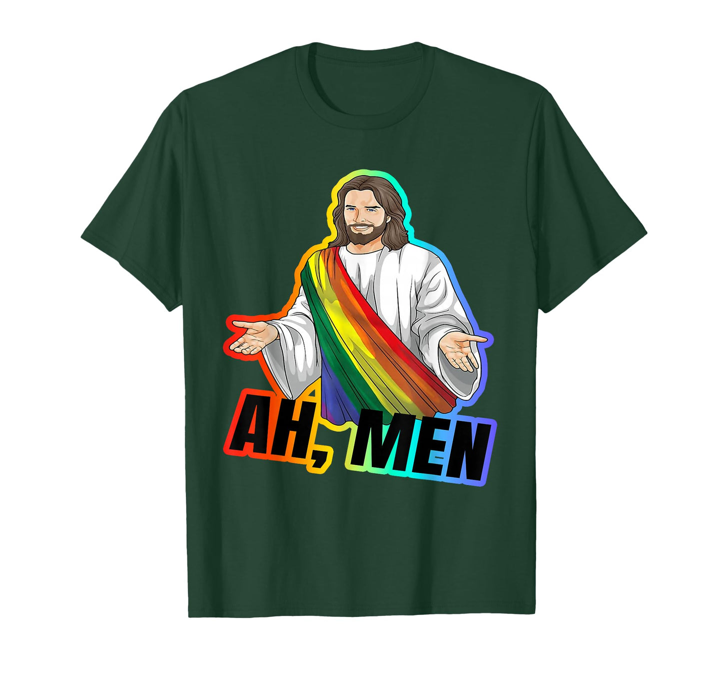 Ah, Men Gay Jesus Funny LGBTQ Pride Atheist Meme Tee T-Shirt