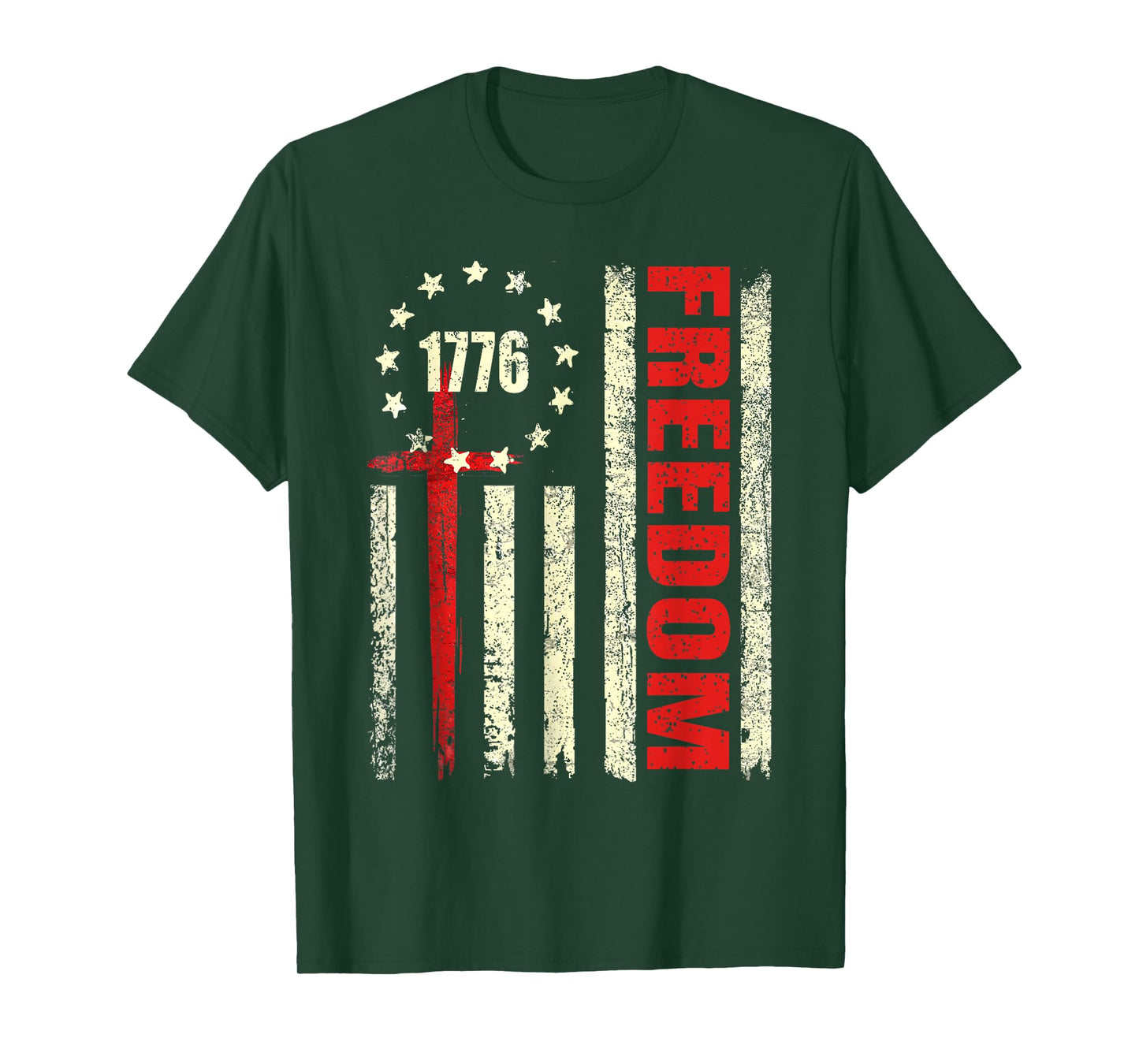 Freedom Shirt Christian Faith Political America Flag Cross T-Shirt