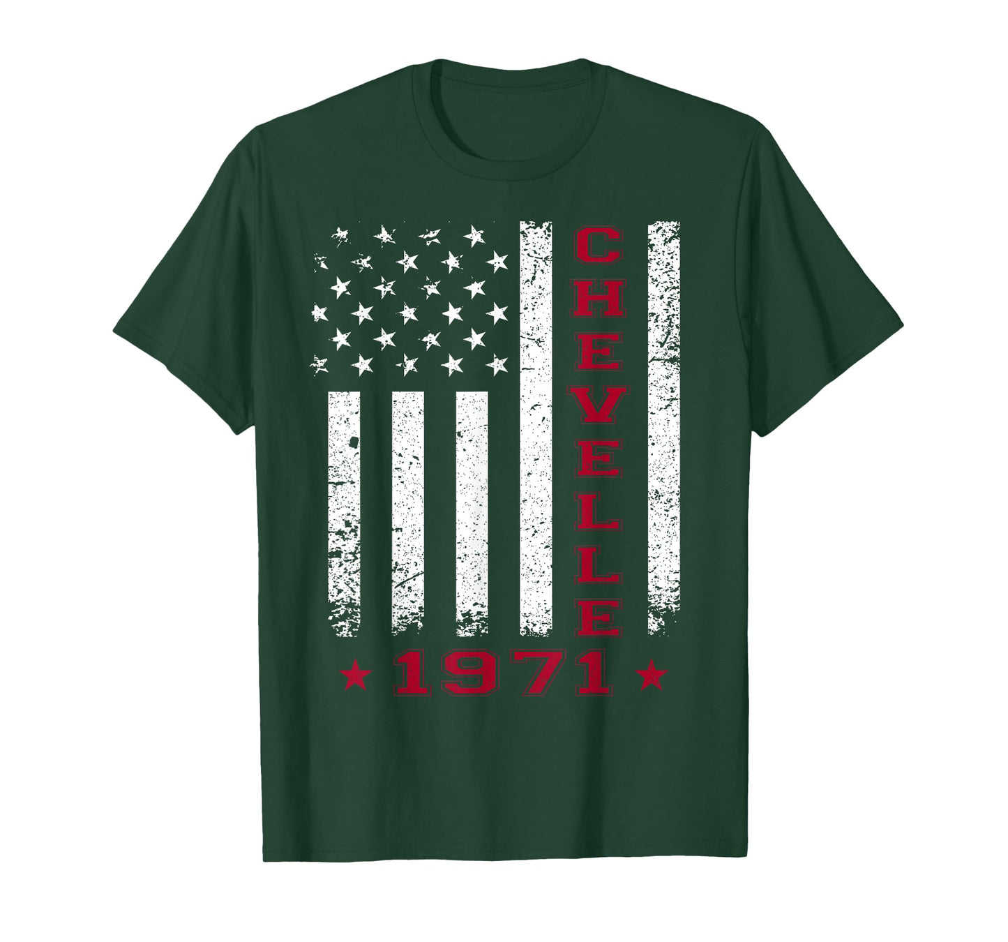 American Flag Jersey Style Chevelle 71 1971 Muscle Car T-Shirt