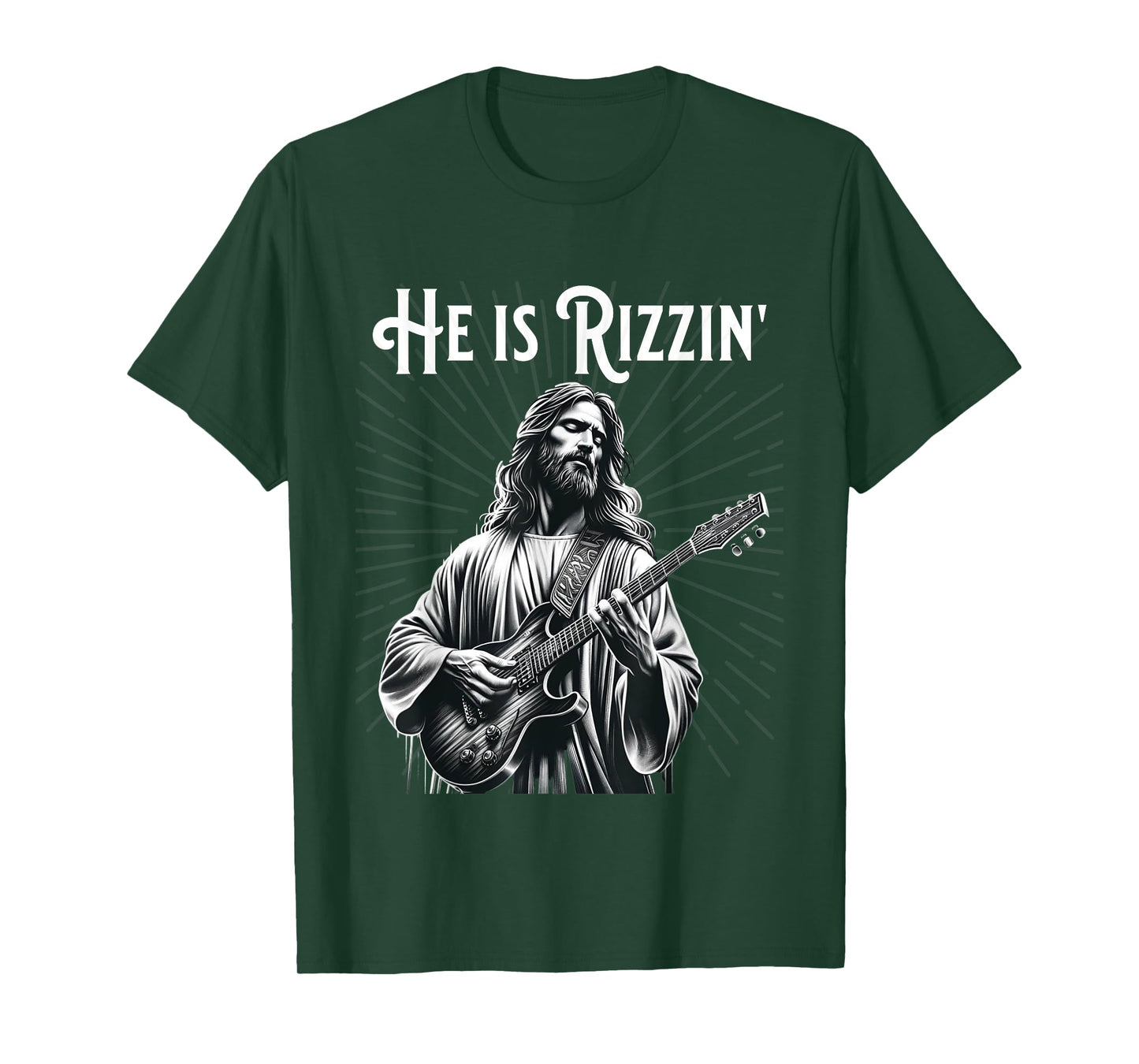 Funny Rizz Rif He is Rizzin Jesus Playing Guitar T-Shirt