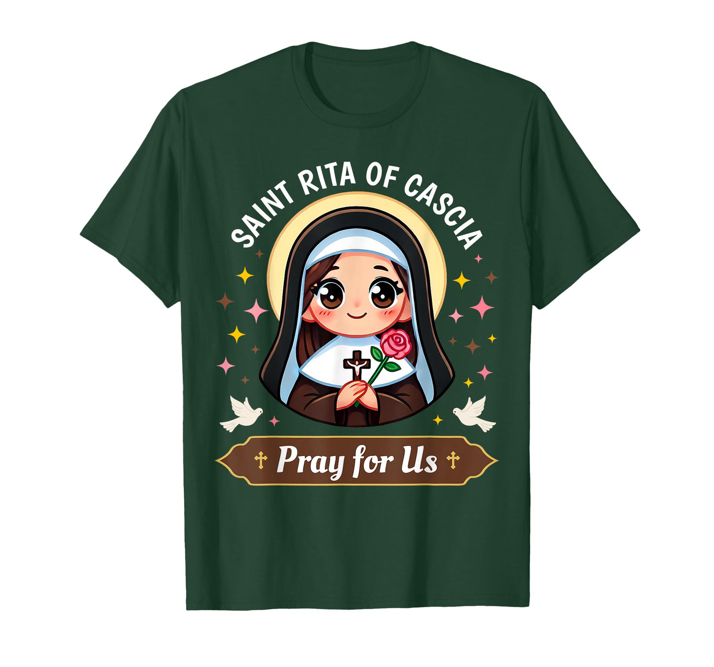 St Rita of Cascia Pray for Us Devotional Catholic for Kids T-Shirt