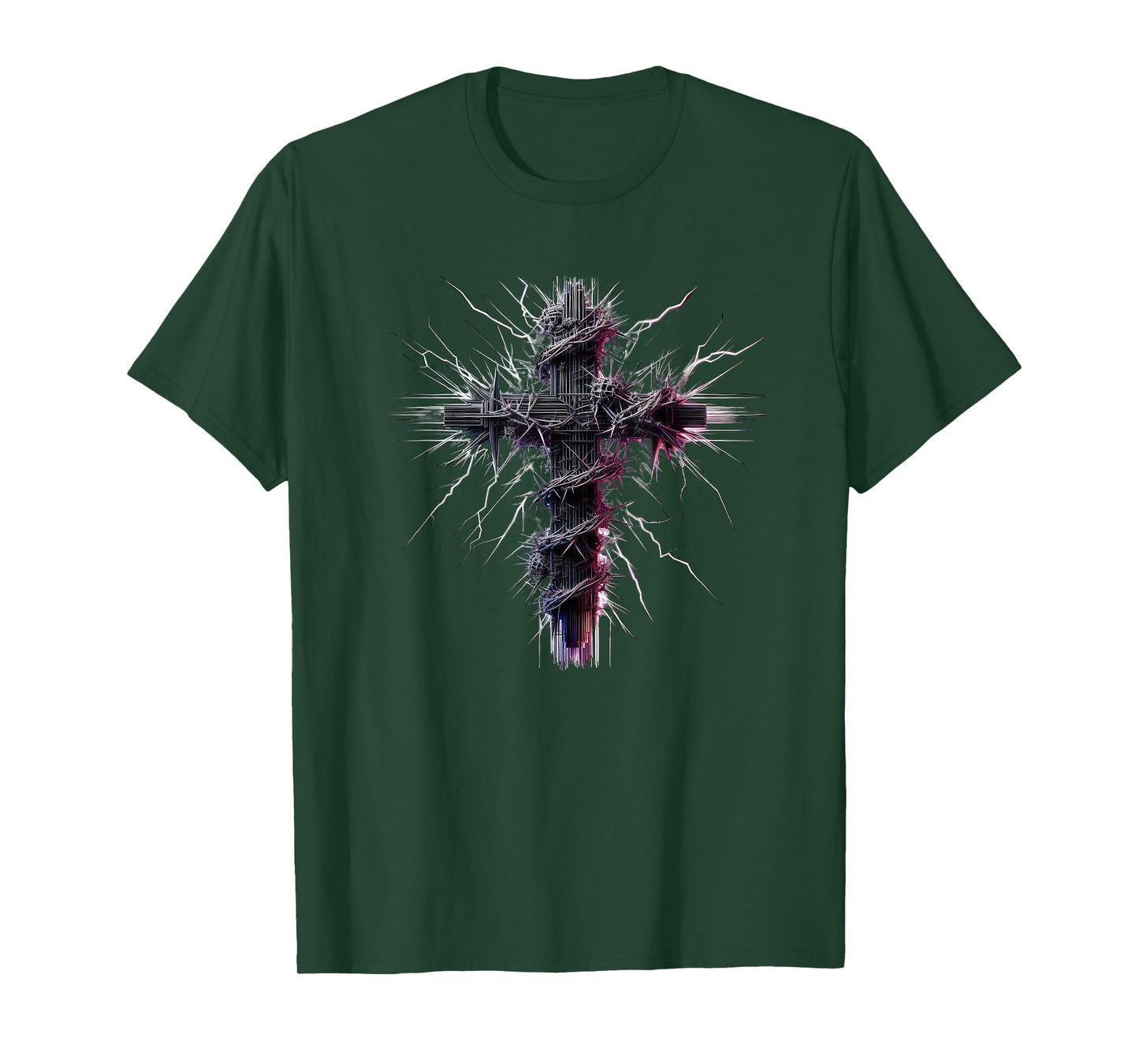 Christian Cross Punk Art Style Distressed Crown of thorns T-Shirt