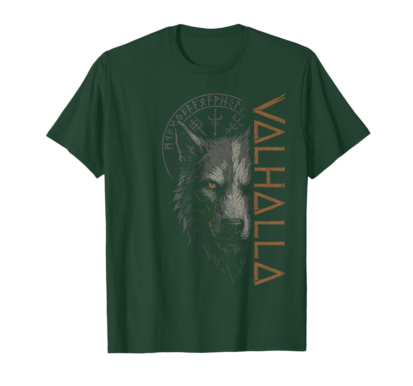 Valhalla Wolf Nordic Compass Odin Runes Vikings Vegvisir T-Shirt