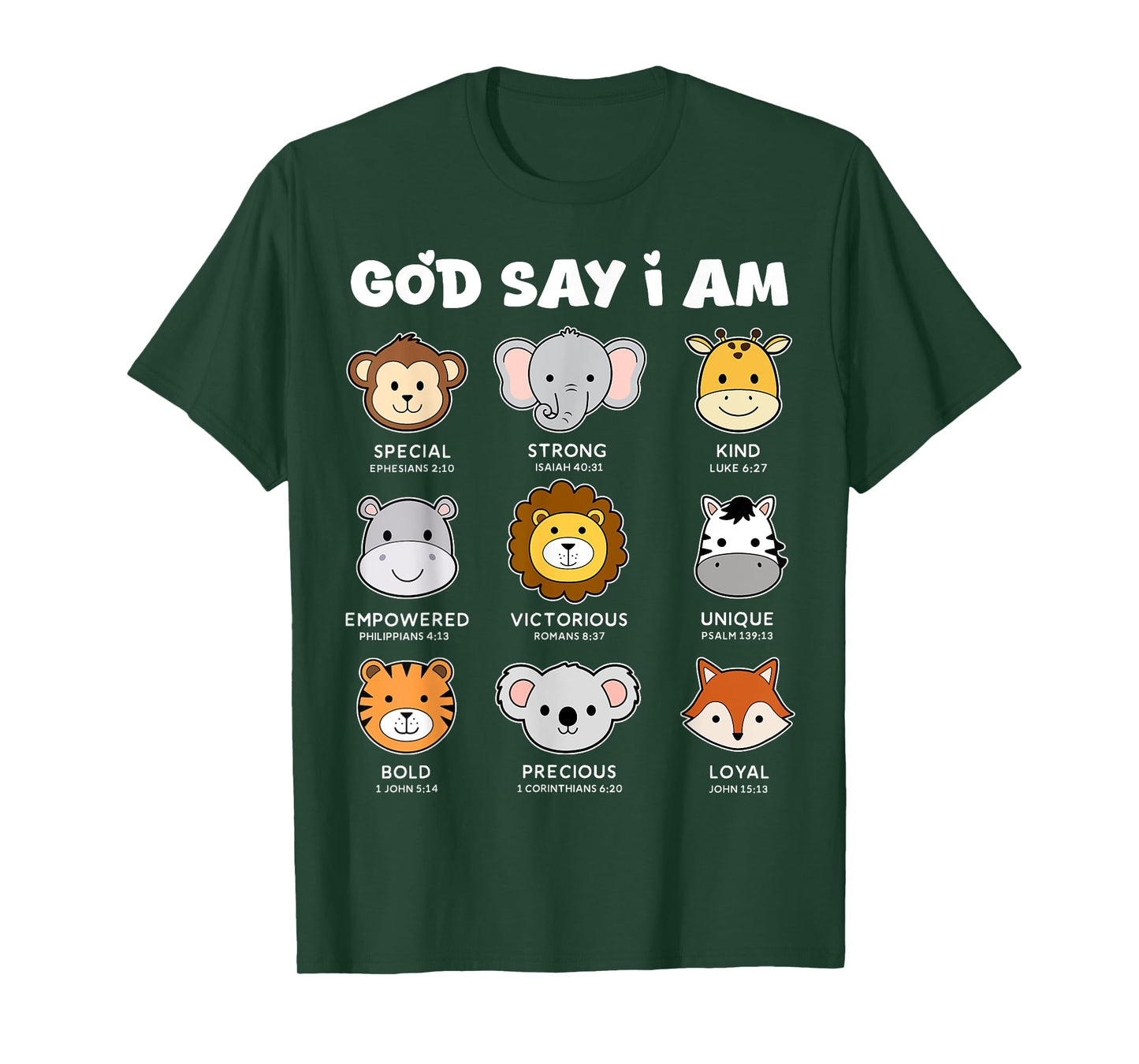 God Say I Am Strong Funny Zoo Animals Toddler Boy Kids Son T-Shirt