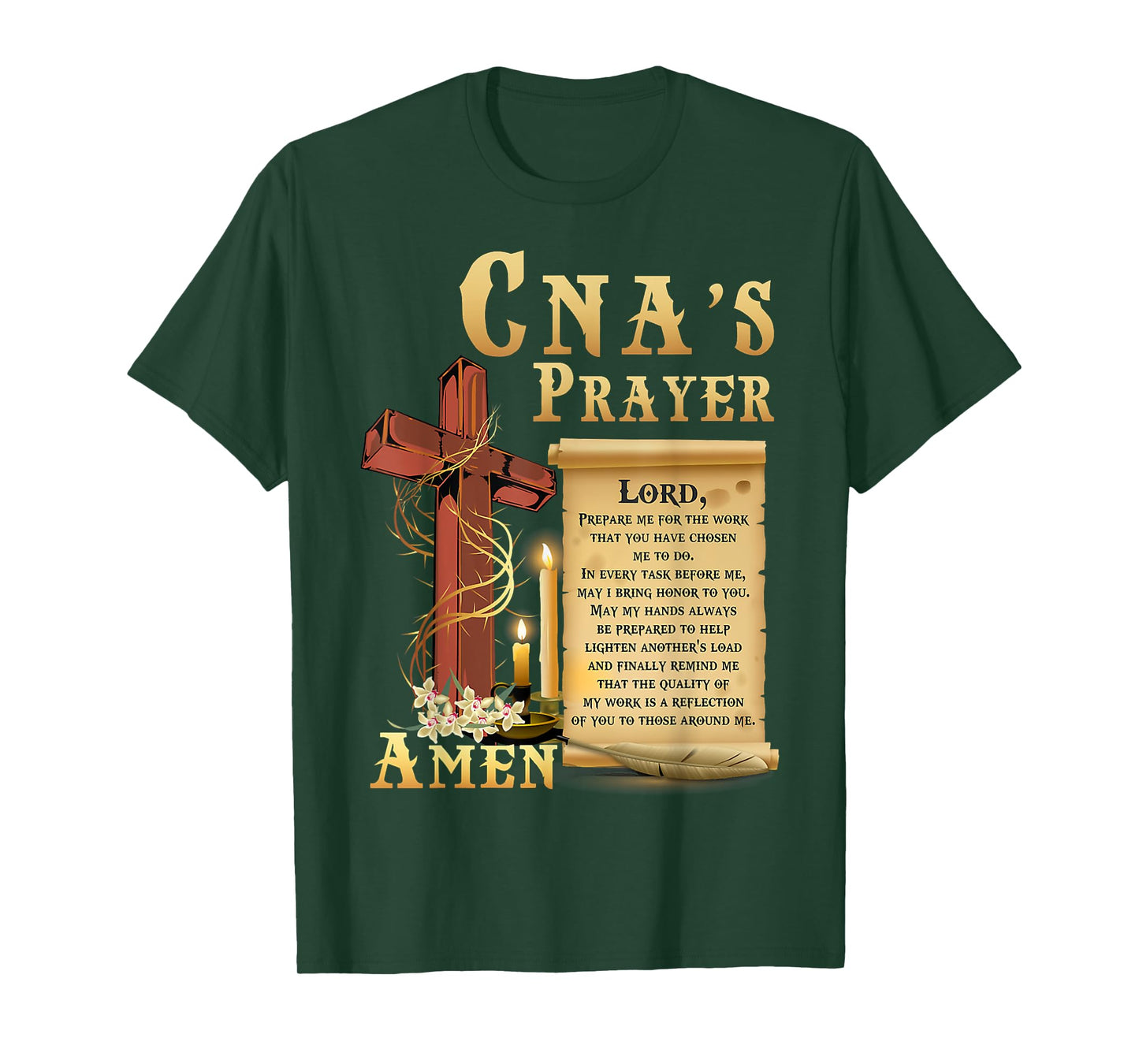 CNA Prayer Amen Certified Nursing Assistant Jesus Christian T-Shirt