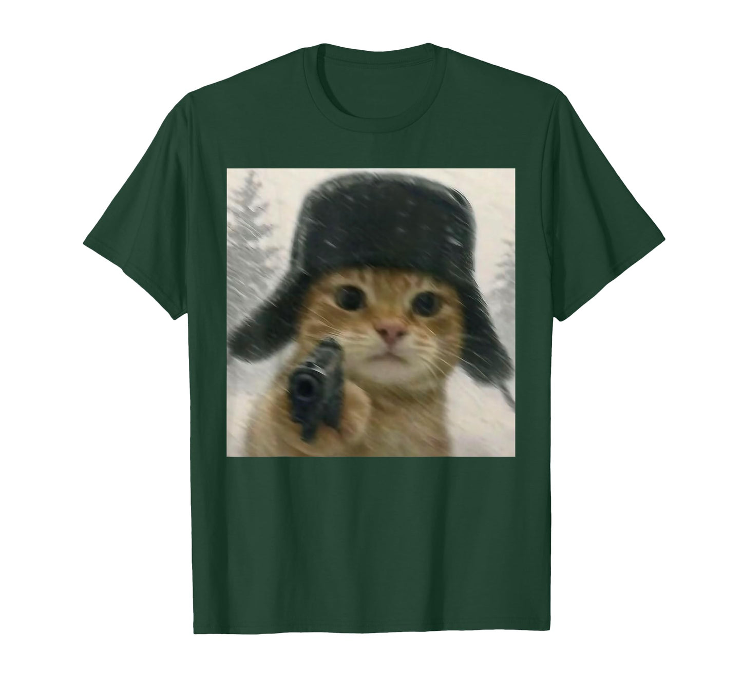 Wacky Cat Wearing Ushanka Hat Russian Meme Cat Humor T-Shirt