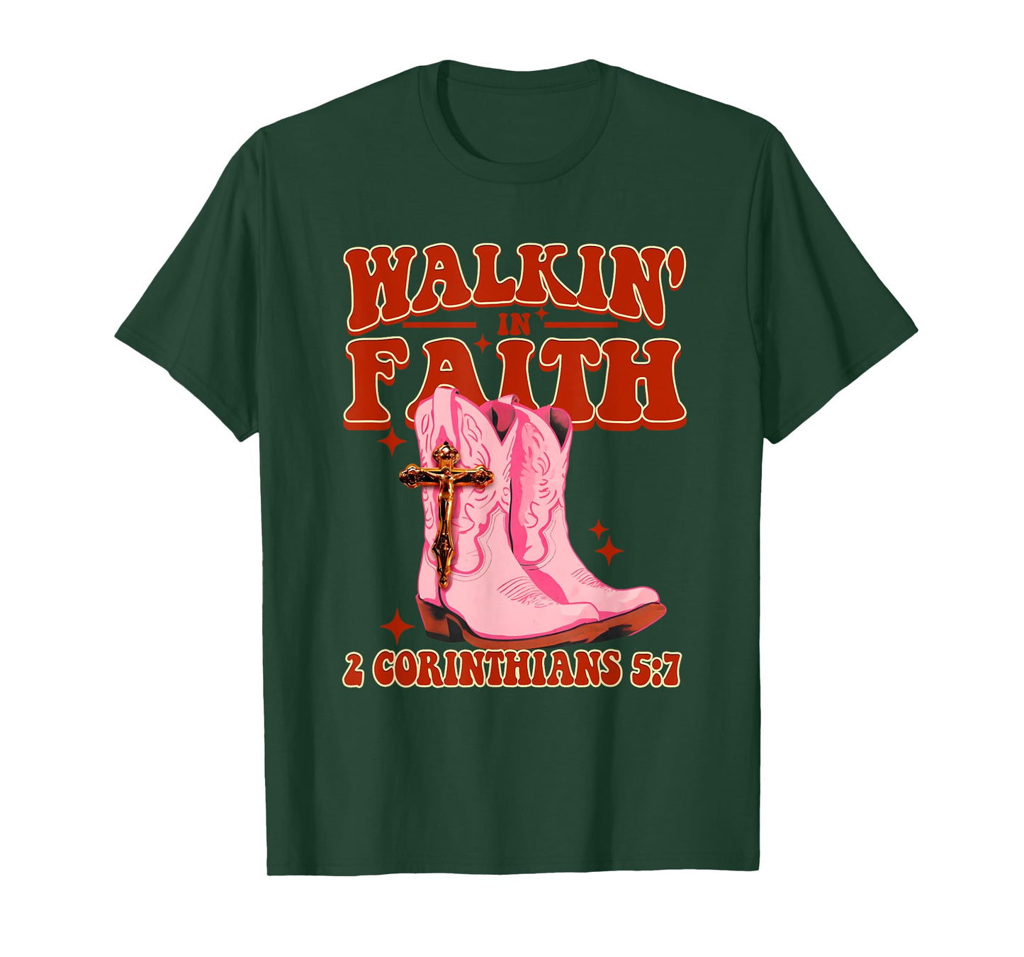 Walking In Faith Western Christian Cowgirl Jesus Quote T-Shirt