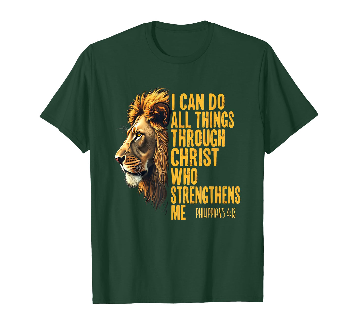 Philippians 4:13 Religious Lion Strengthens Christian 0HALDO T-Shirt
