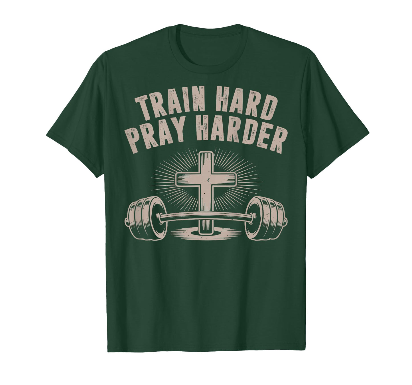 Men Train Hard Pray Harder Funny Christian Jesus Gym Workout T-Shirt