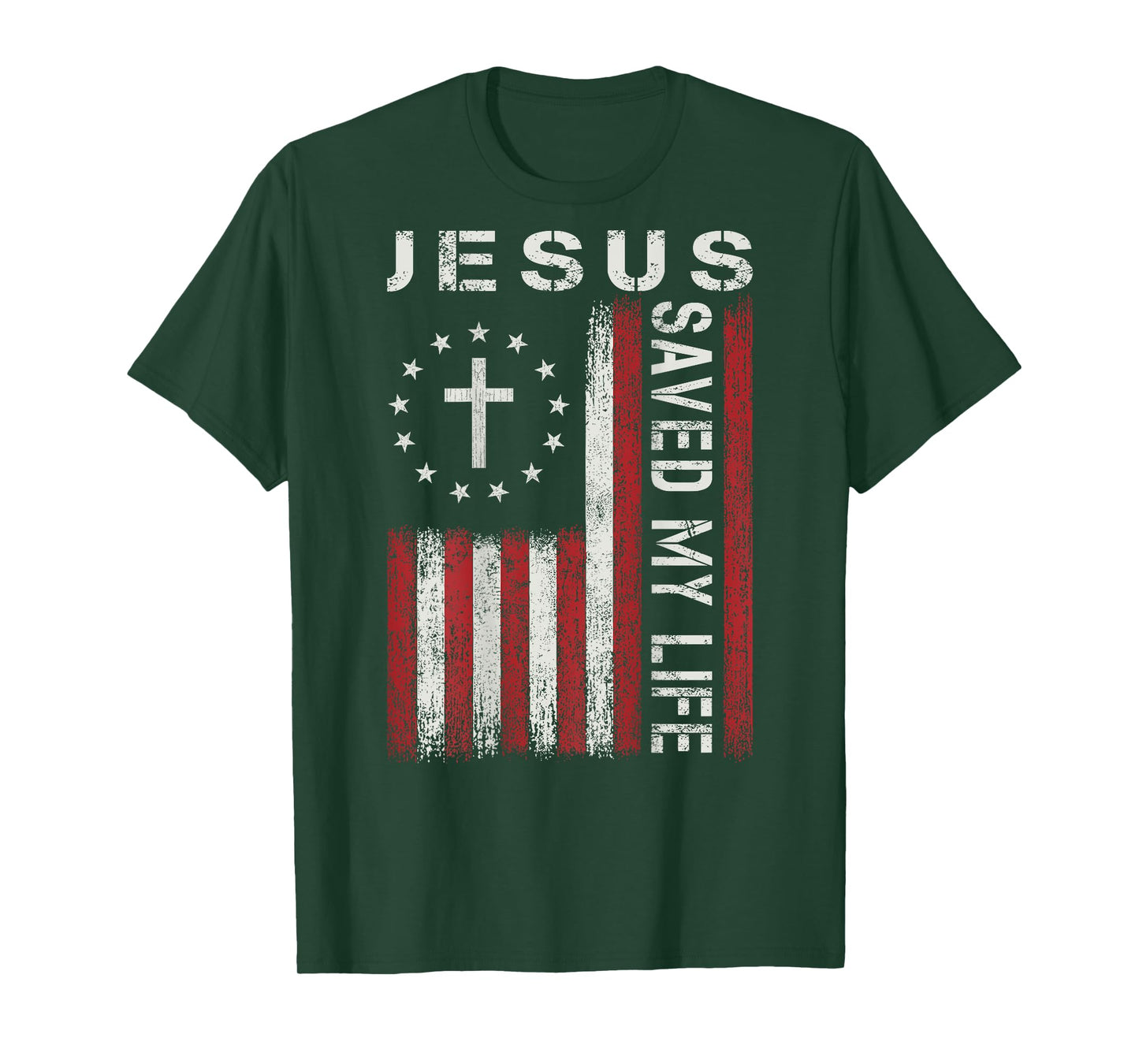 Jesus Saved My Life God Christian Faith Cross Flag Religious T-Shirt