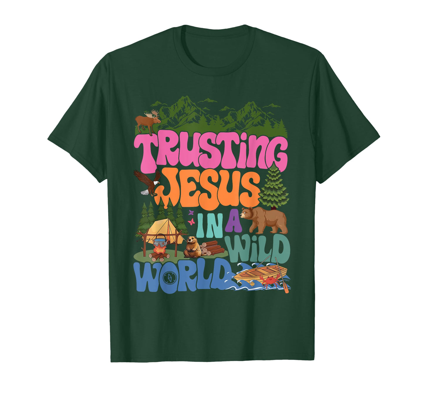 Groovy Trusting Jesus In A Wild World VBS 2025 True North T-Shirt