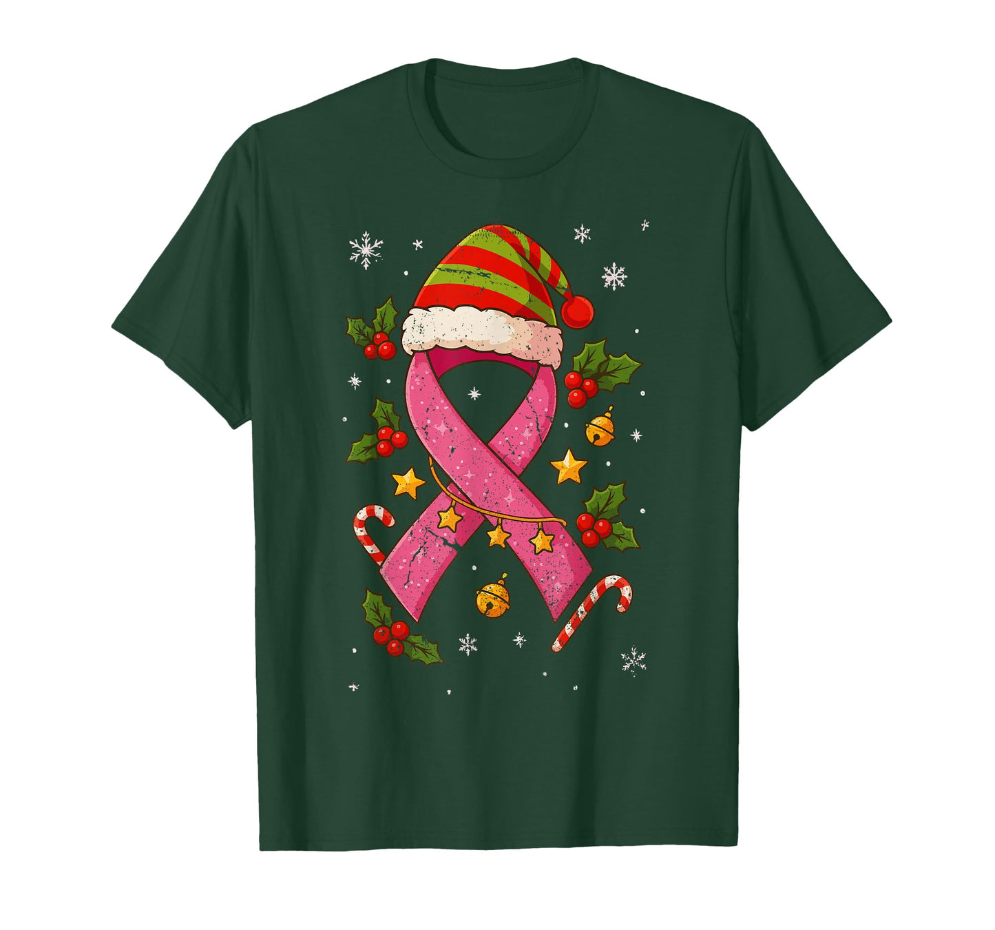 Retro Festive Breast Cancer Awareness Pink Ribbon Christ T-Shirt