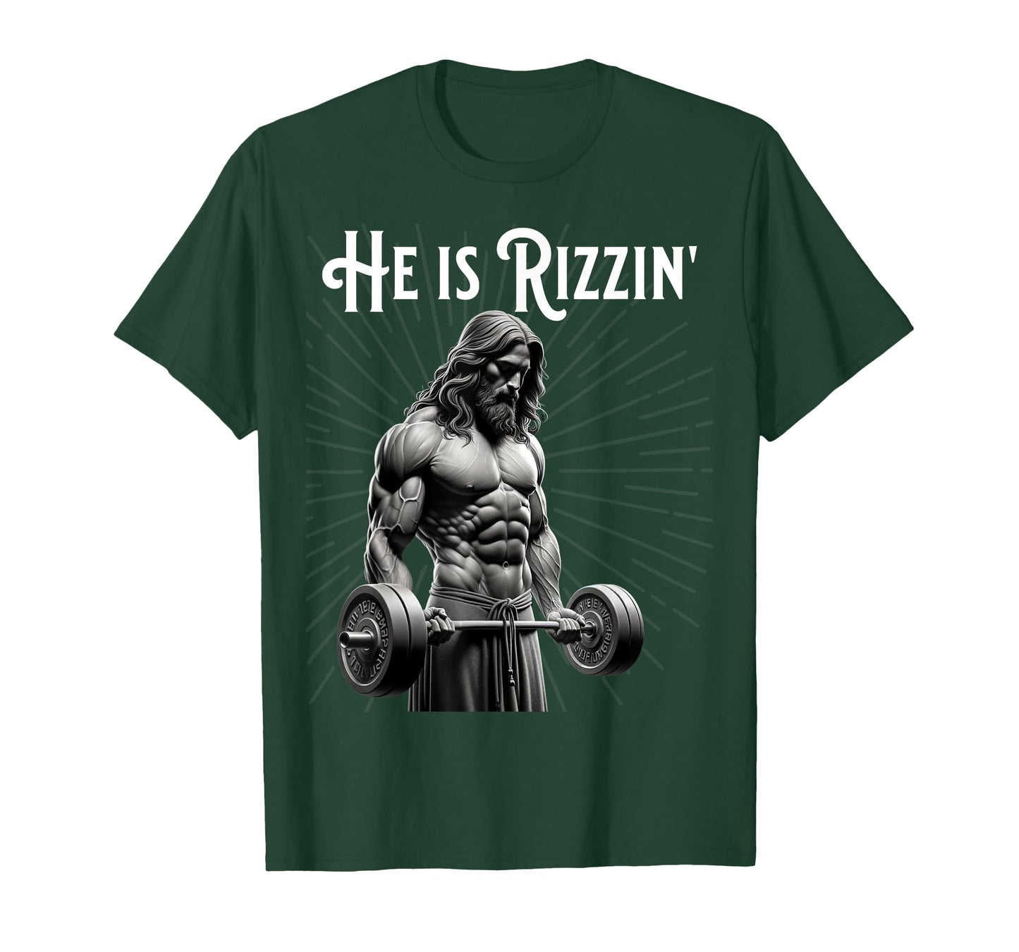 Gym Lifting Ripped Muscles He is Rizzin Jesus Weightlifting T-Shirt