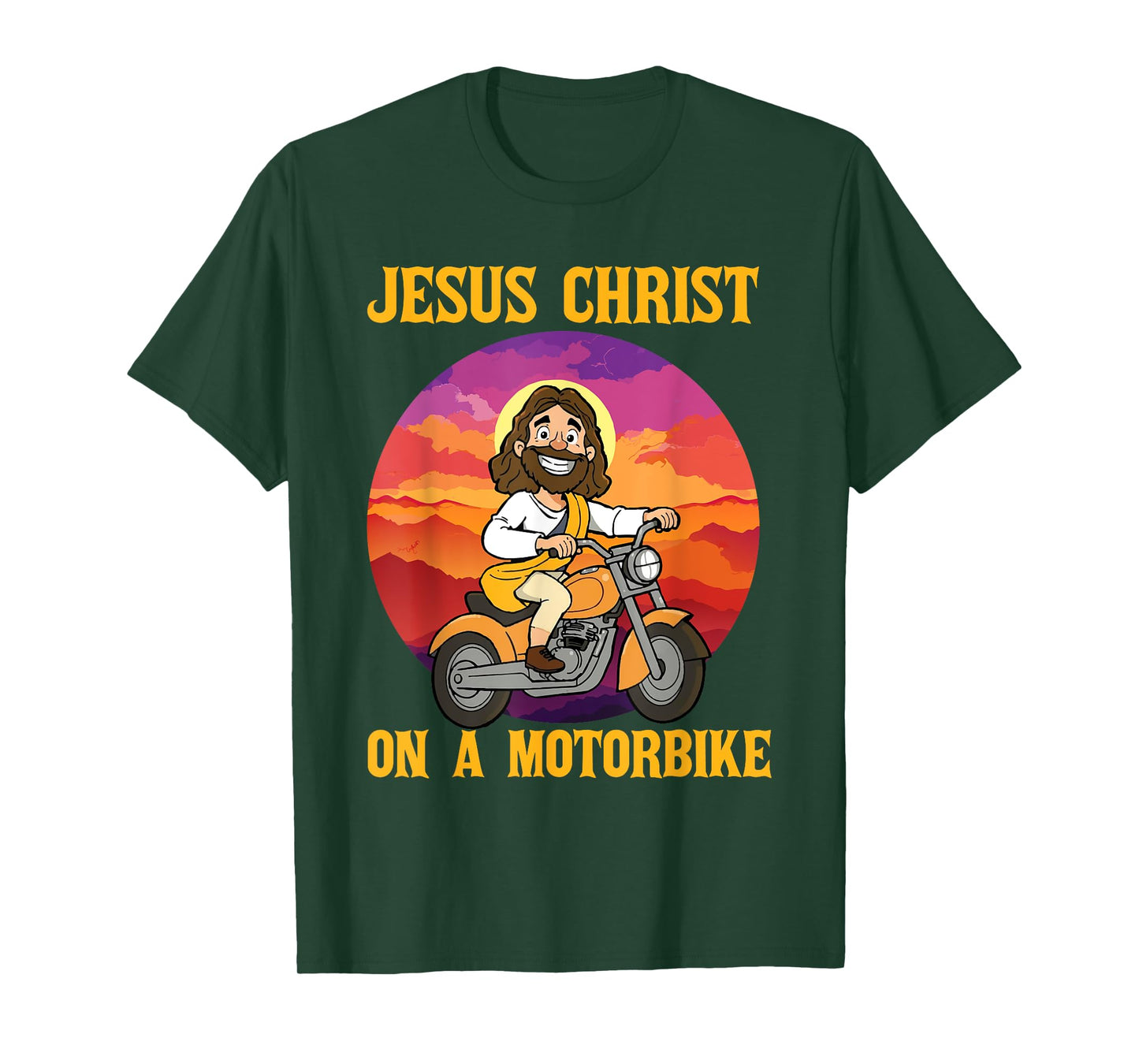 Funny Jesus on Motorbike Motorcycle Christian Rider Biker T-Shirt