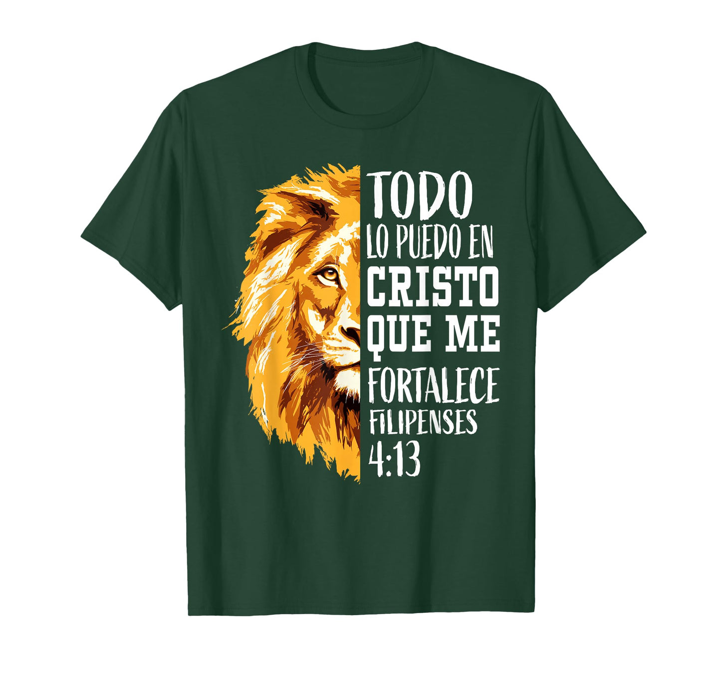 Christian Gifts Spanish Filipenses 4:13 Philippians Lion Men T-Shirt