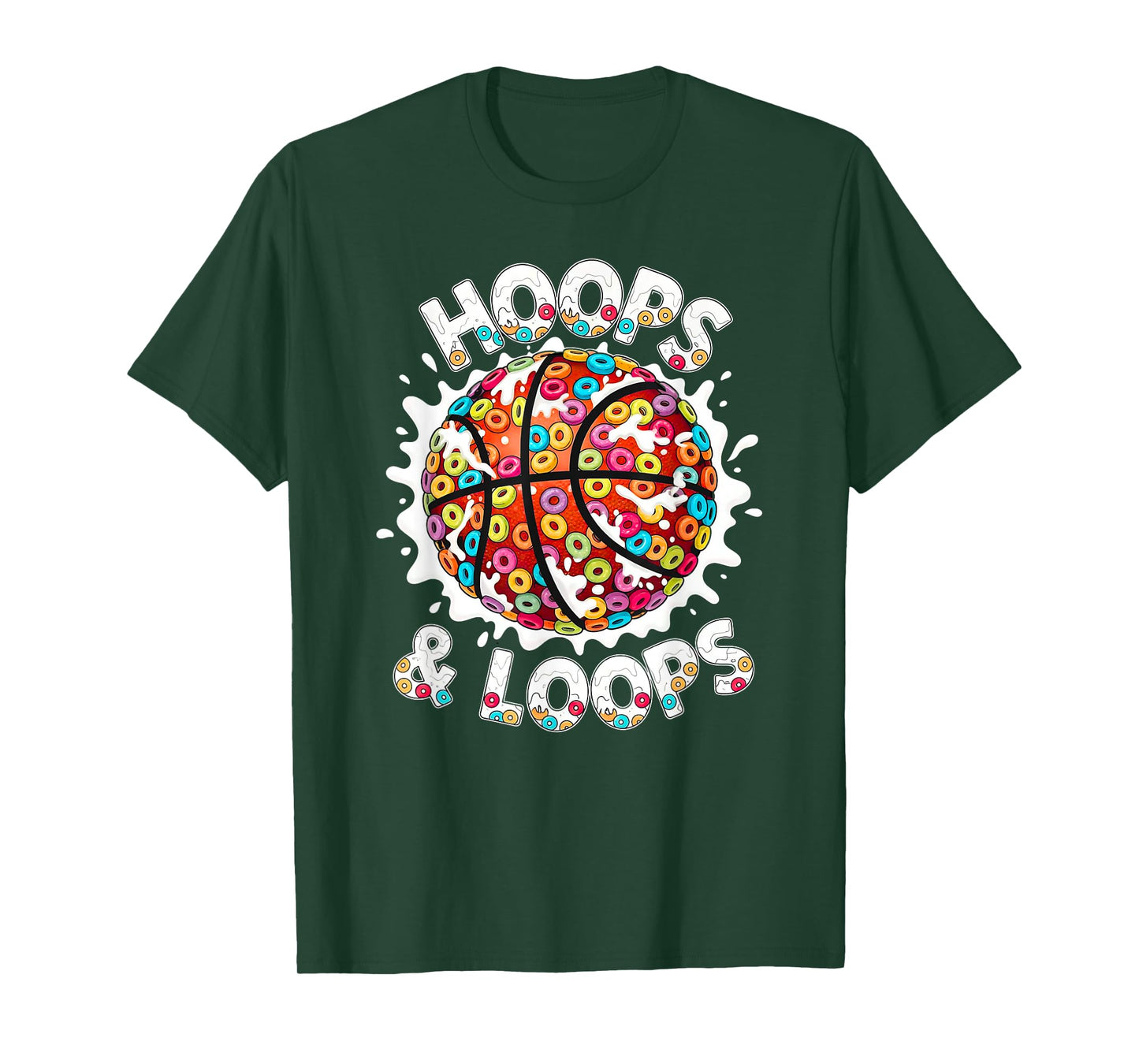 Loops & Hoops Basketball Slam Dunk Colorful Basketball Drip T-Shirt