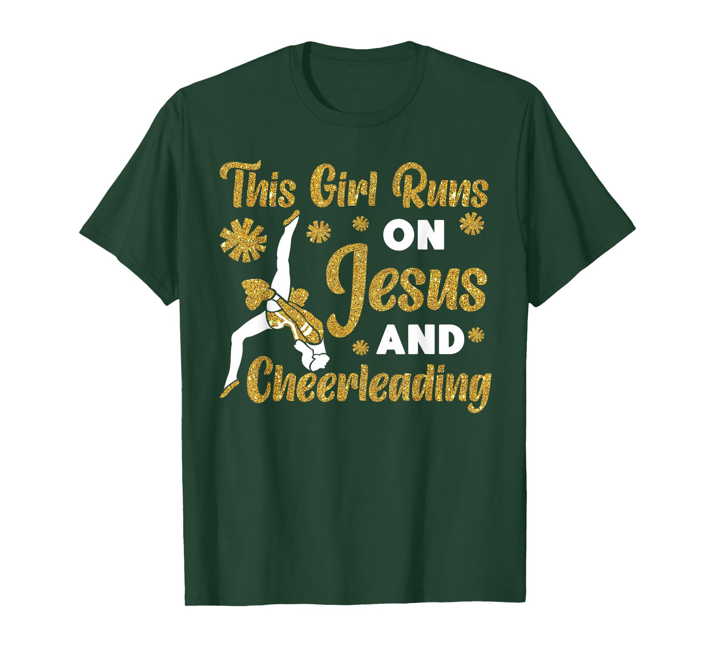 Cheer Cheerleading Jesus Faith Christian This Girl Runs On T-Shirt