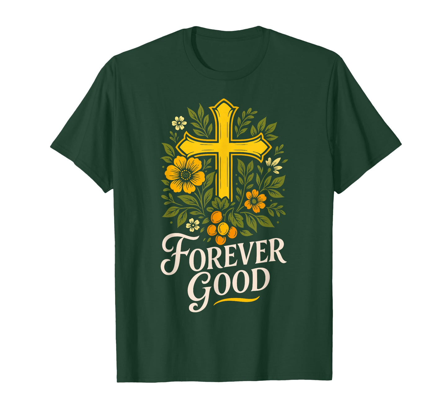 Christian Bible Verse Forever Good Jesus Floral Psalm 136:1 T-Shirt