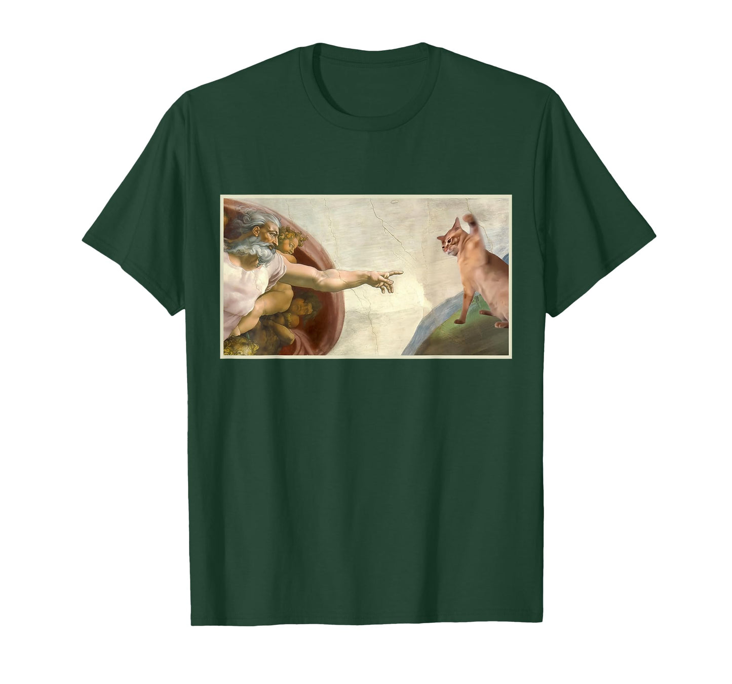Almighty Slap Funny Cat God Creation of Adam Meme Jesus Art T-Shirt for Men Women Kids