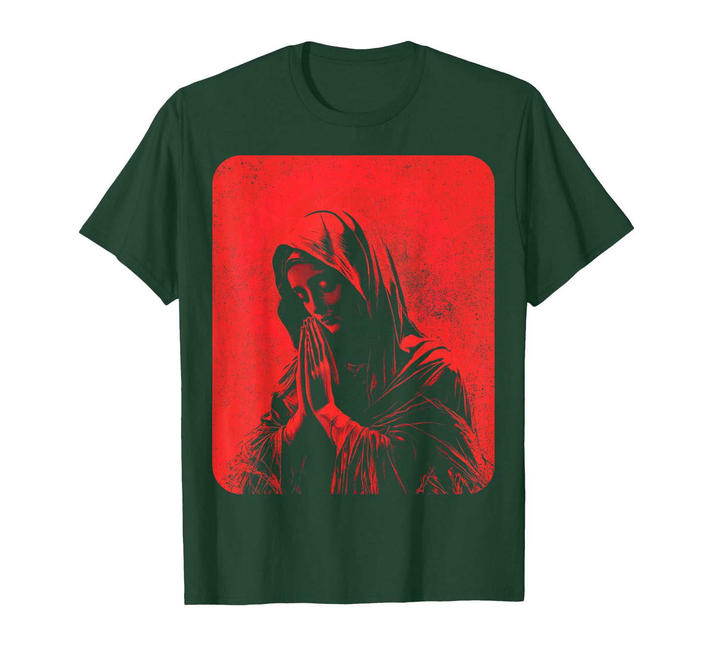 The Virgin Mary Modern Christian Graphic Red T-Shirt