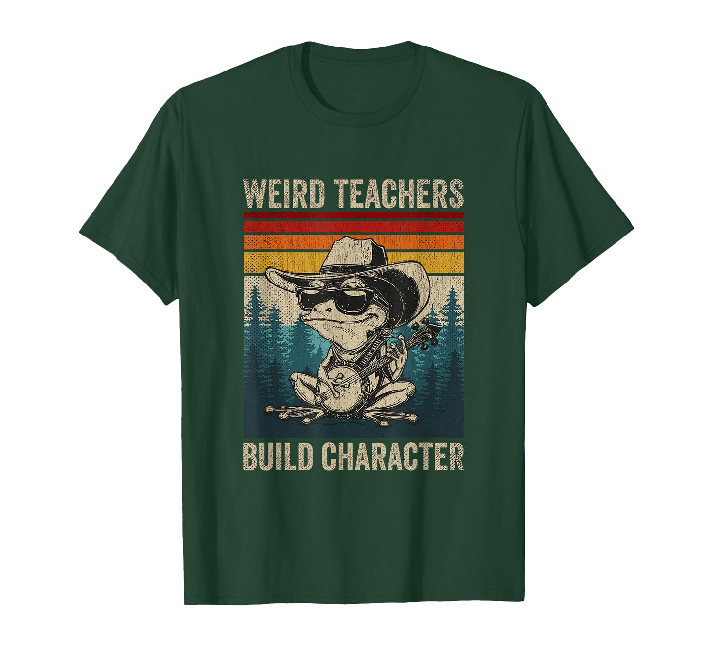 Weird Teachers Build Character Funny Teacher Retro Frog T-Shirt