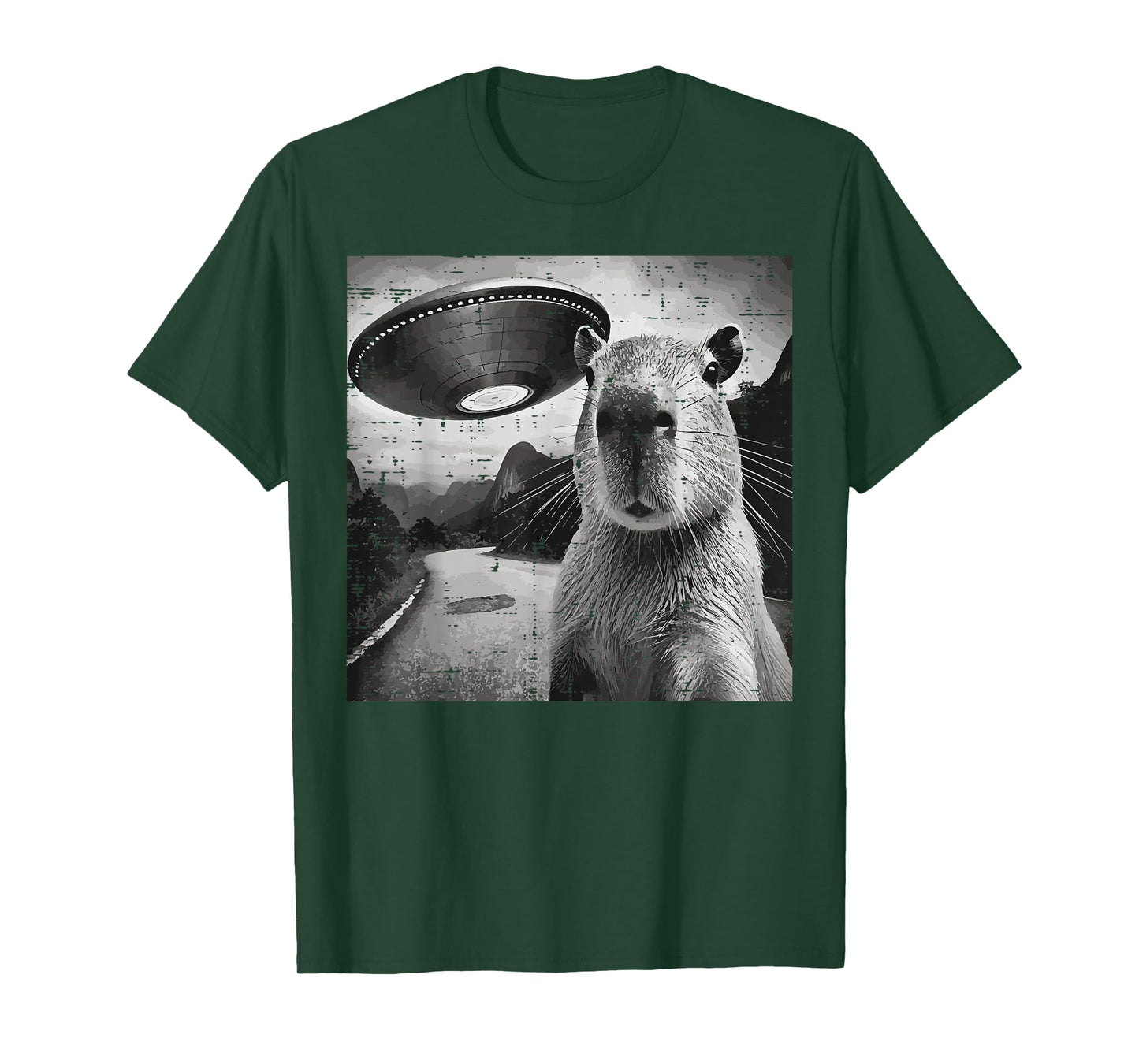 Capybara Ufo Selfie Funny Meme Rodent Alien Men Women Kids T-Shirt