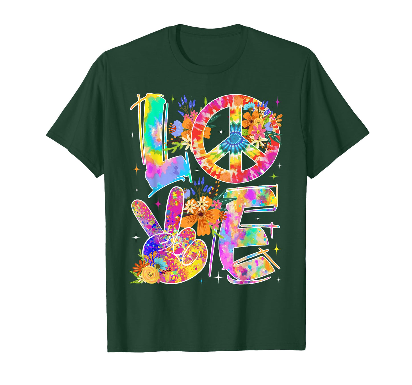 Groovy Hippie Style Love Tie Dye Peace Sign World Peace Day T-Shirt