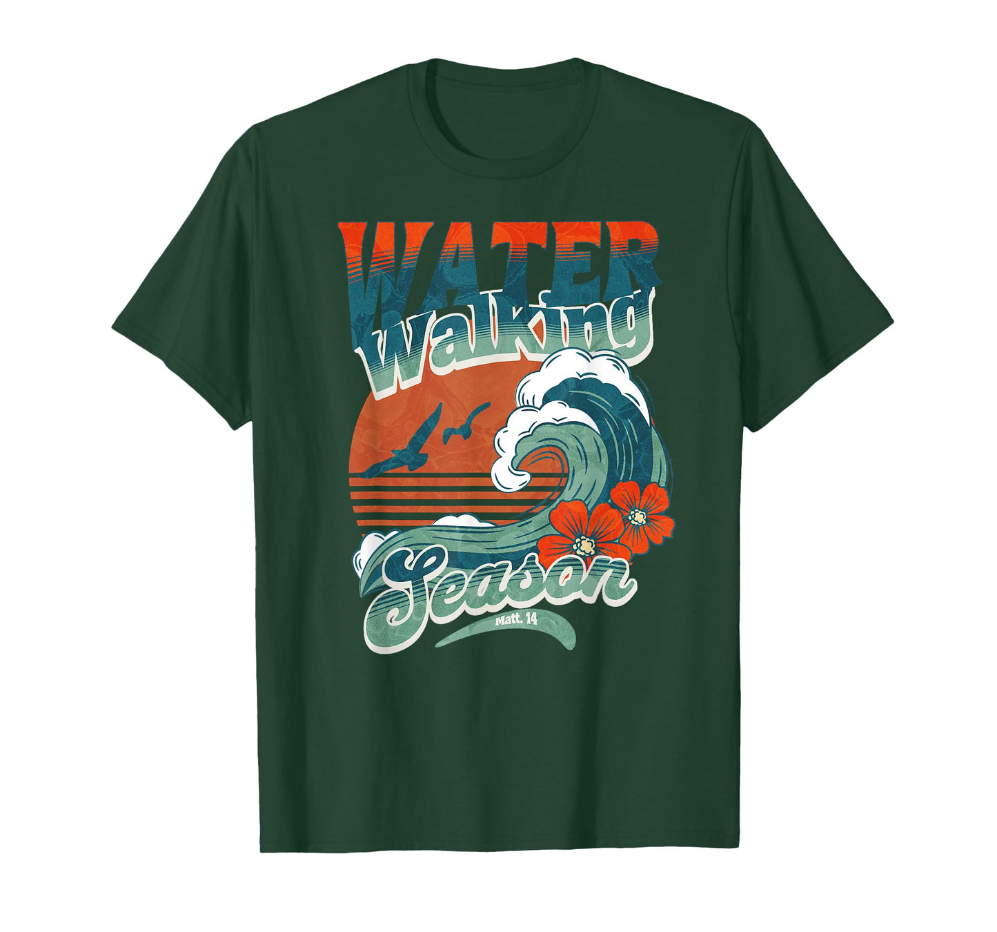 Water Walking Season Christian Hawaiian Wave Bible Faith T-Shirt