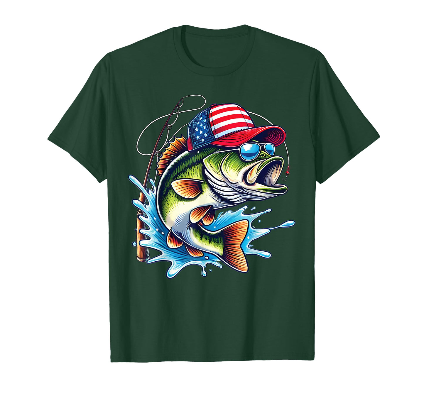 American Flag Fishing Lovers Fisherman Funny Fishing USA T-Shirt