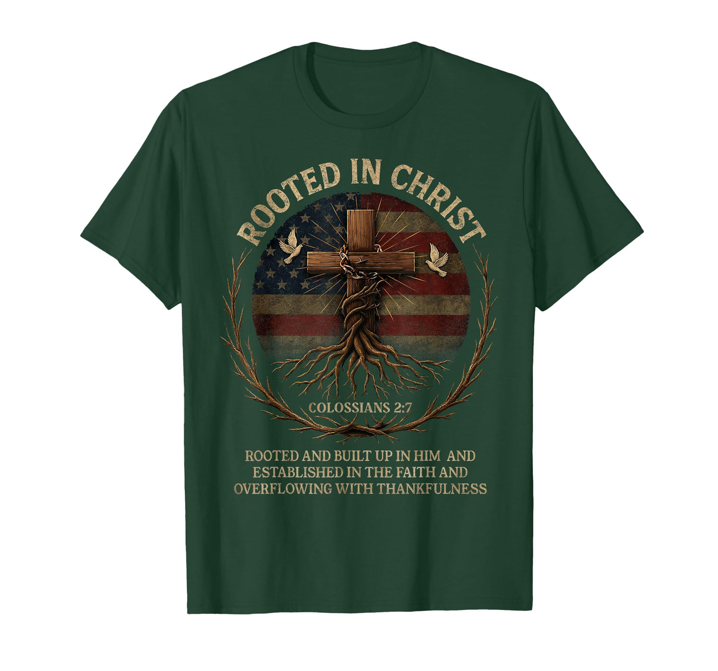 Rooted in Christ Shirt, Jesus Shirts, Cross Christian T-Shirt