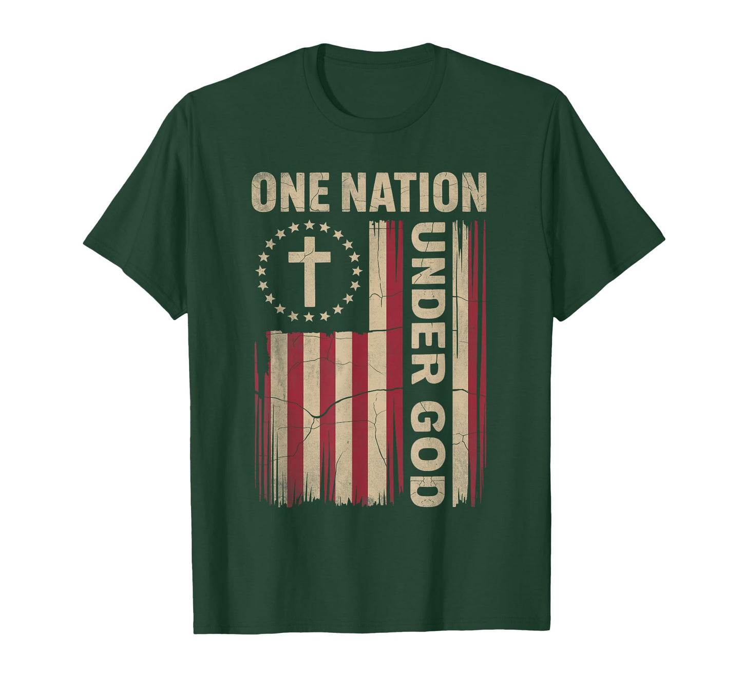 One Nation Under God Flag 4th Of July Patriotic Christian T-Shirt