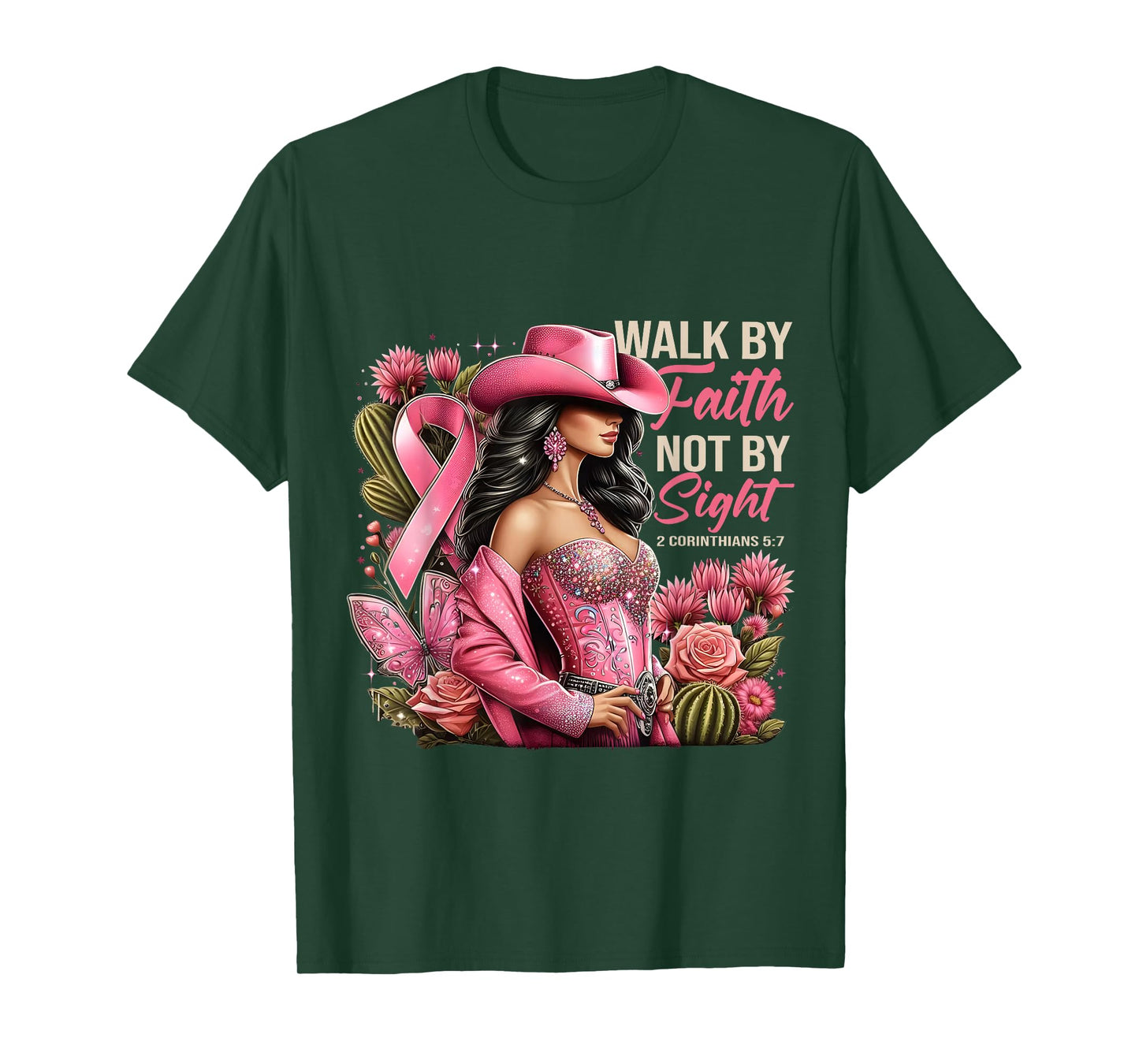 Walk by Faith Breast Cancer Awareness Cowgirl T-Shirt