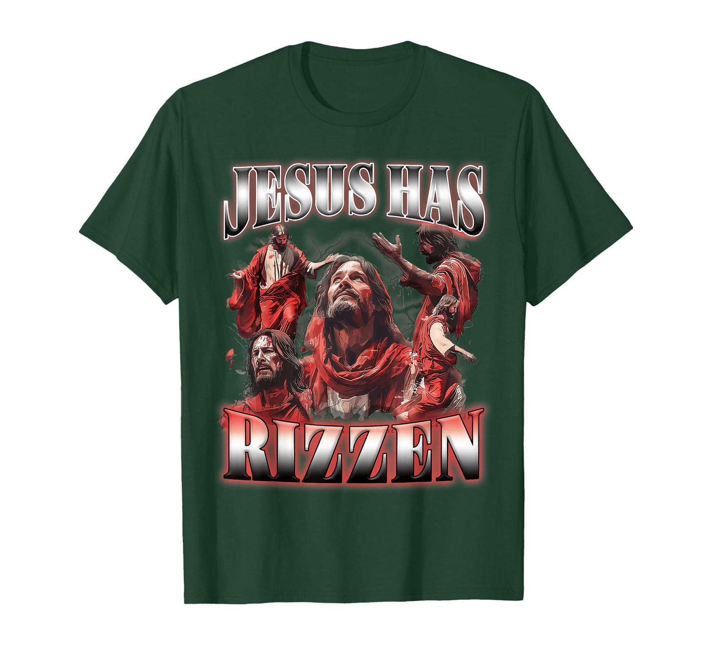 Jesus Has Rizzen Christian Faith Spiritual Humor Matching T-Shirt