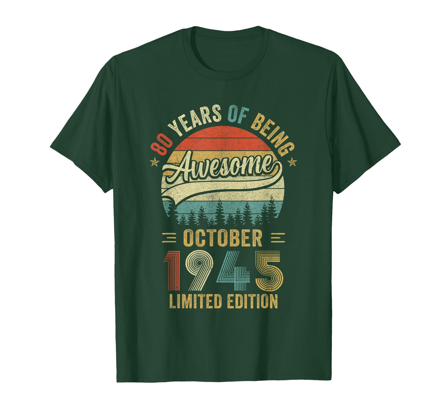 Vintage October 1945 Old 80Th Birthday Men Women T-Shirt