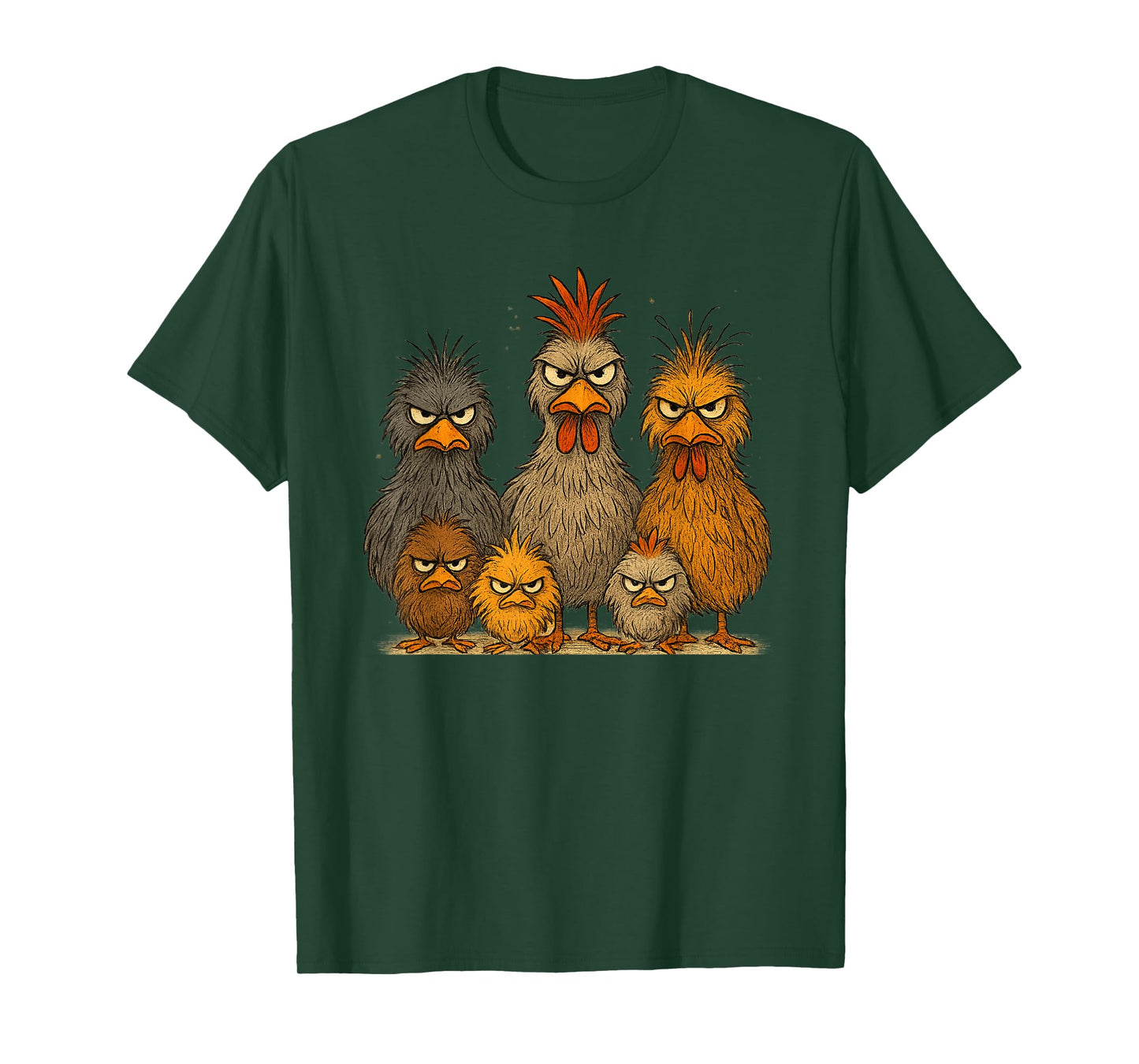 Angry Eagerlys Colorful Chicken Art, Crazy Chicken Family T-Shirt