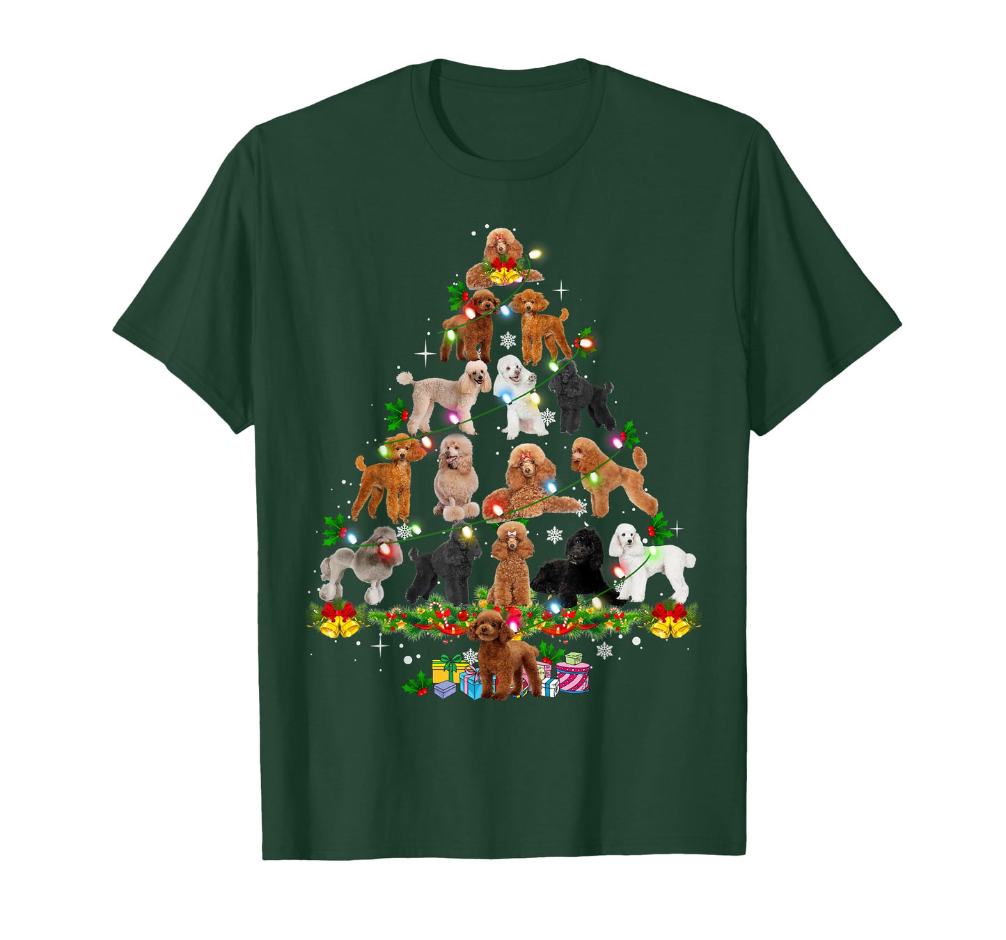 Funny Poodle Christmas Tree Ornament Decor Xmas Dog Dad Mom T-Shirt