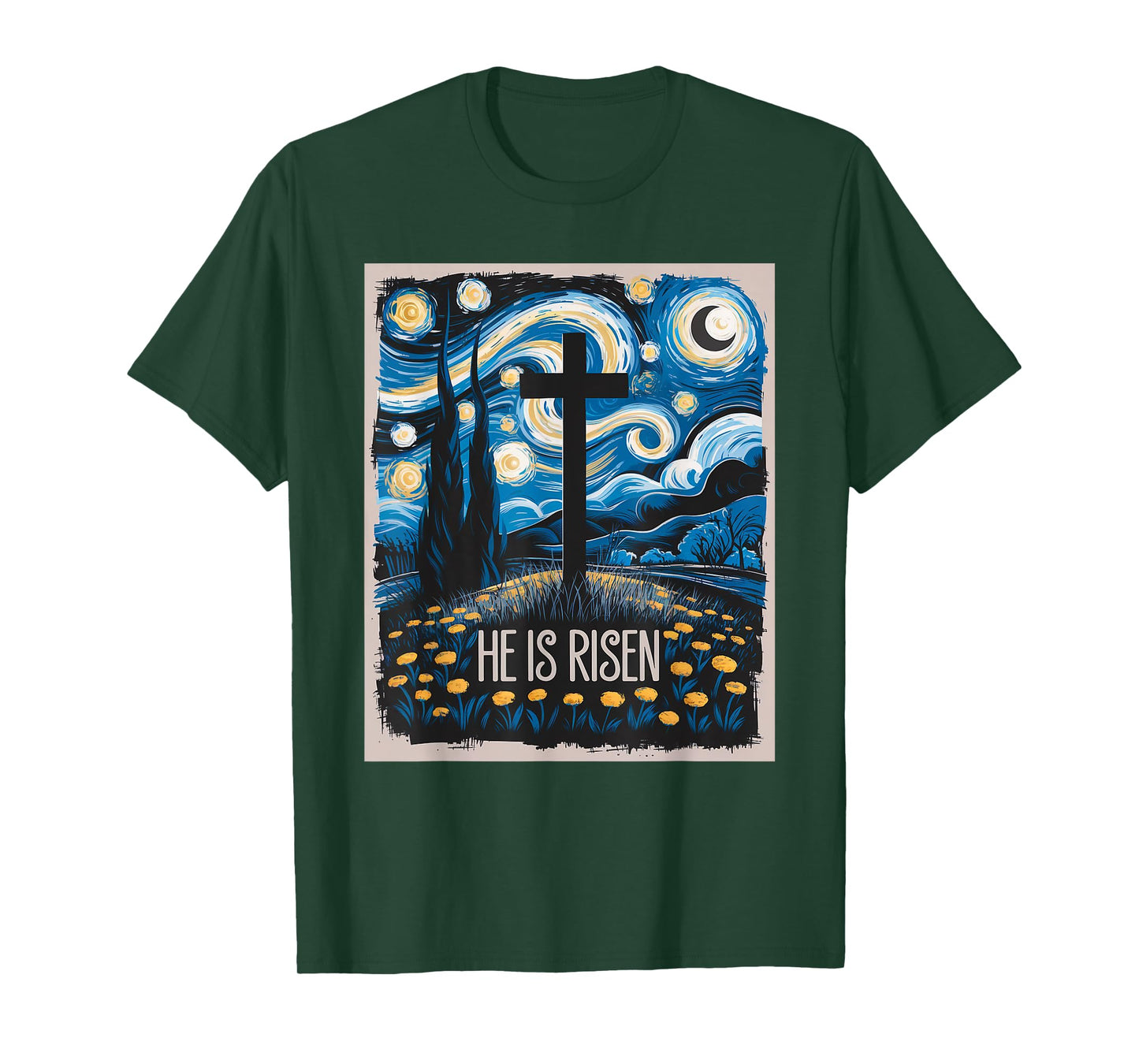 Starry Night Jesus Art Spiritual Christian Faith Easter T-Shirt