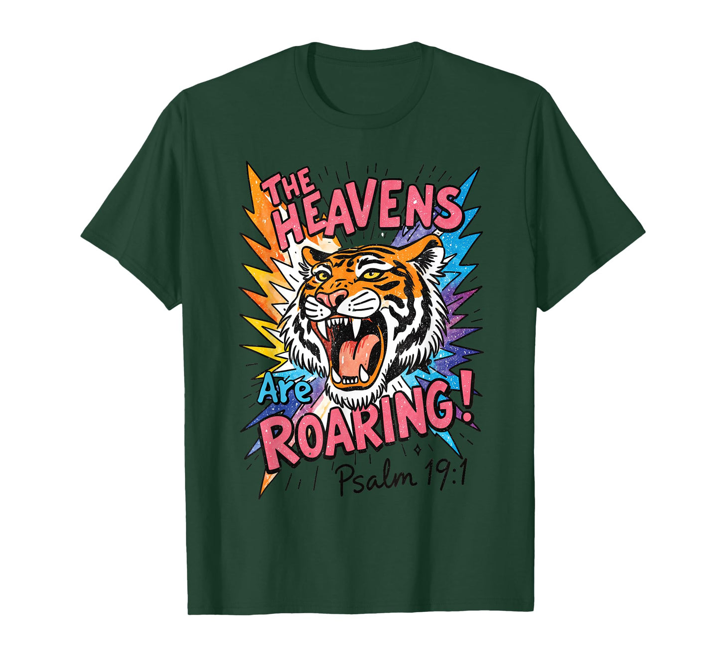 The Heavens are Roaring Tiger Vintage Art Psalm 19 1 T-Shirt