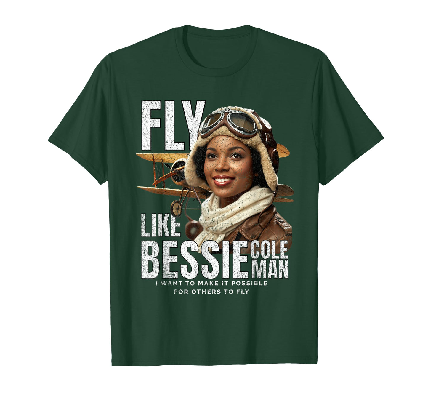 Bessie Quote Black Aviator Women History Month Juneteenth T-Shirt