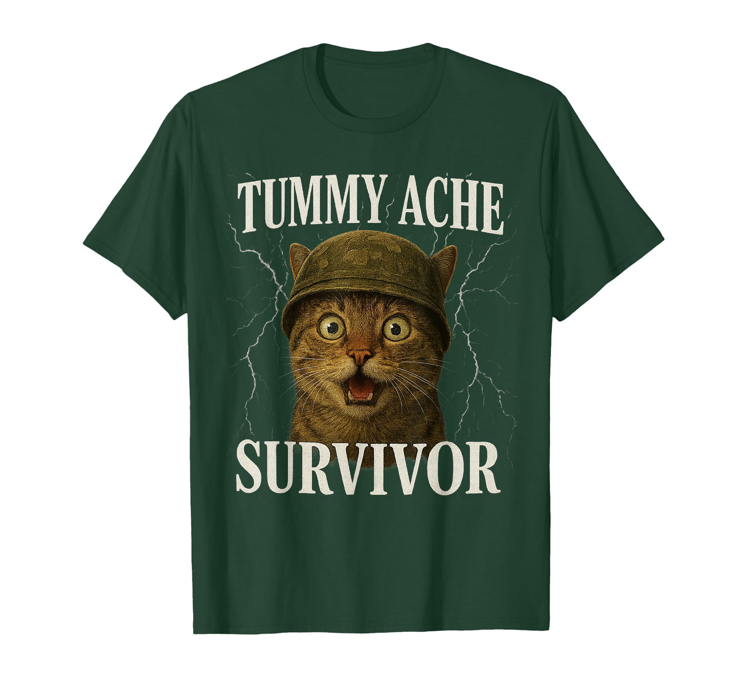 Funny Saying Cat Tummy Ache Survivor Meme Survived Today's T-Shirt