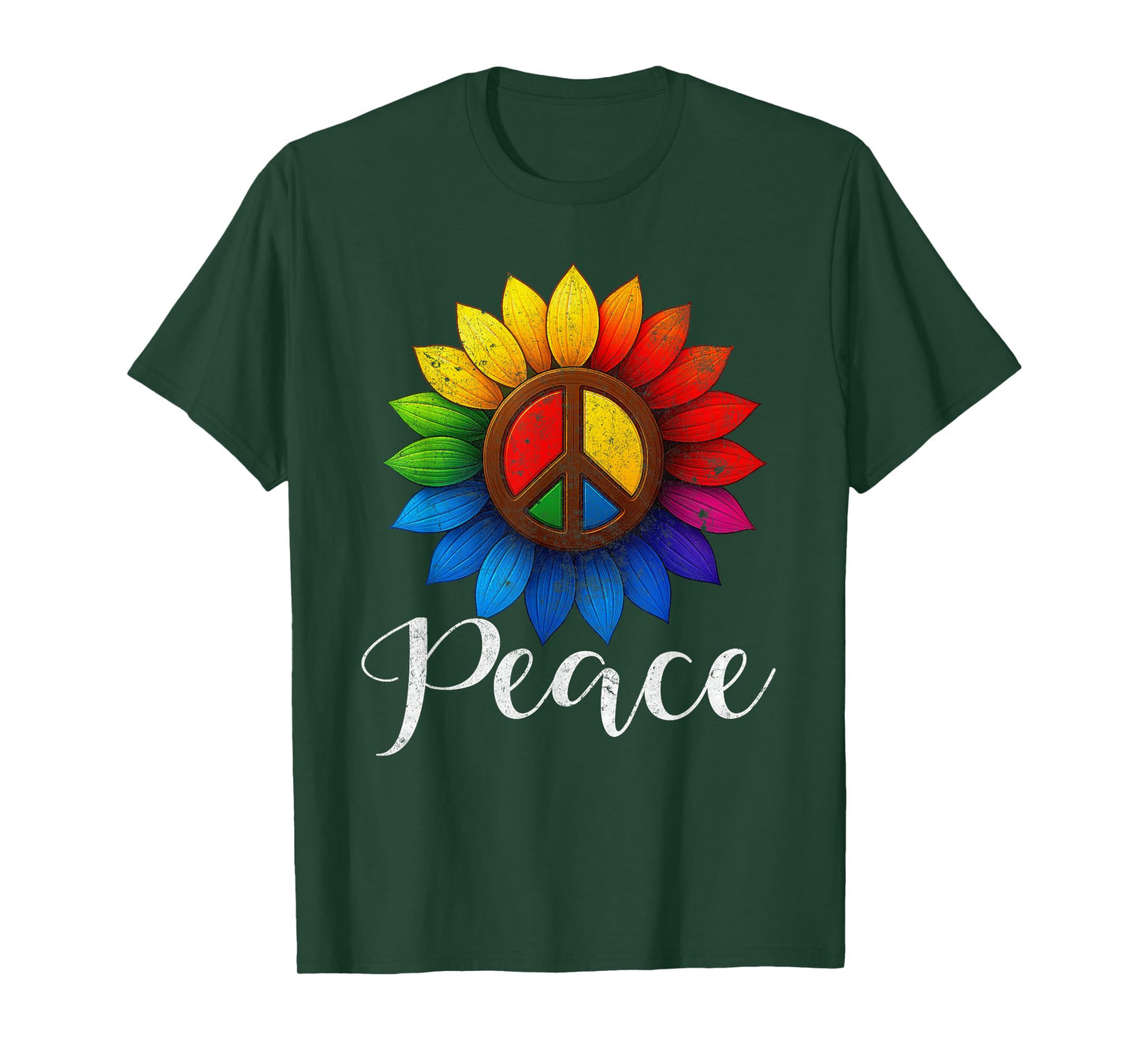 Retro World Peace Day Peace Sign Sunflower Day of Peace Kids T-Shirt