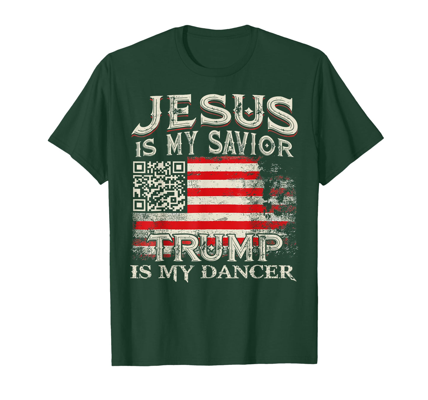 Jesus Is My Savior Trump Is My Dancer QR Trump Dancing Code T-Shirt