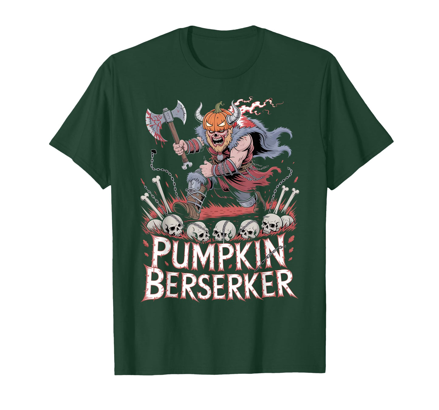 Pumpkin Head Viking Berserker - Funny Viking Halloween T-Shirt