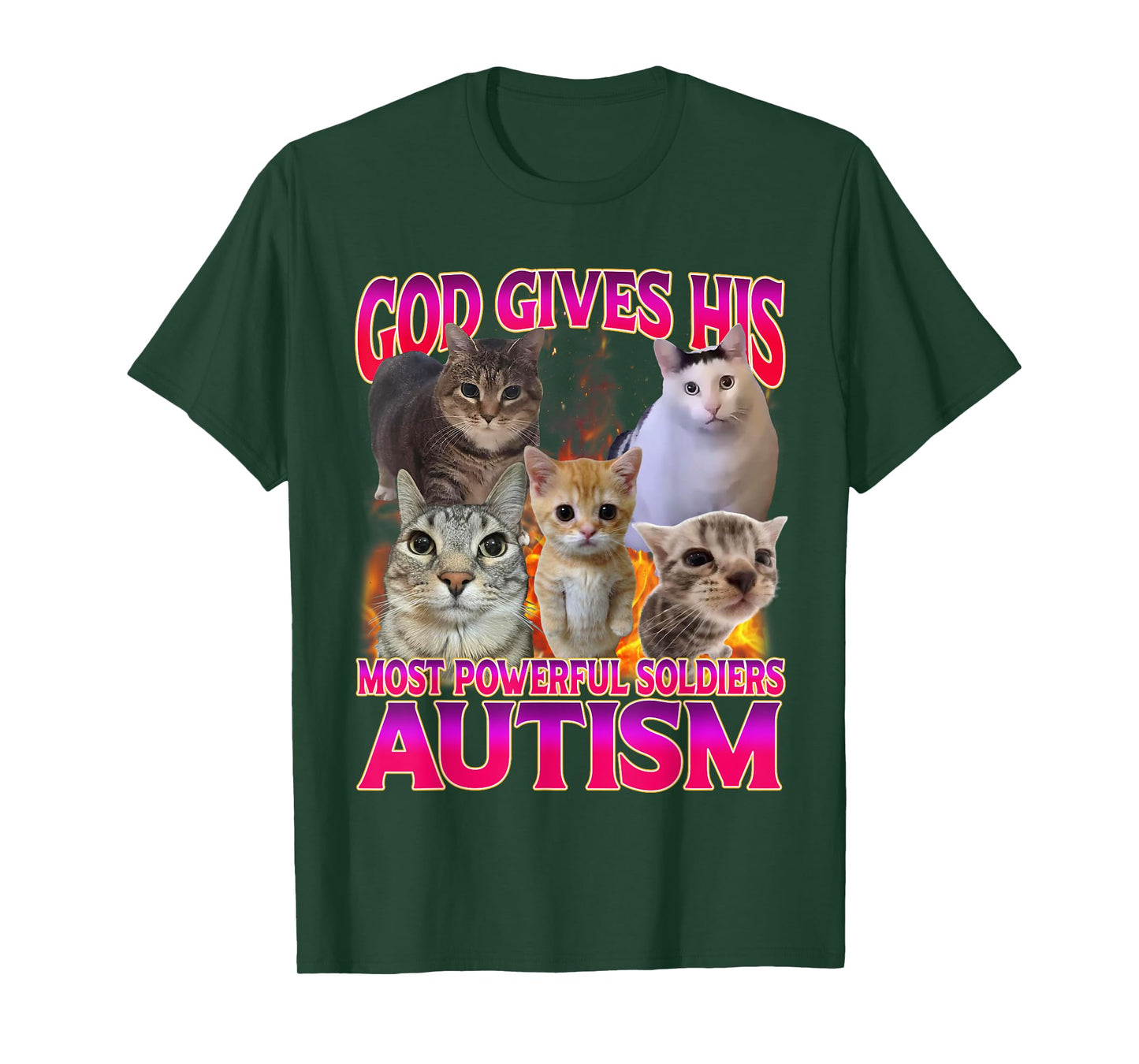 God Gives His Most Powerful Autism Funny Offensive Cat Meme T-Shirt